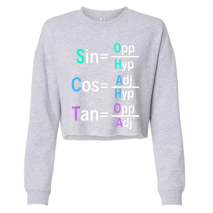 Math Teacher Trigonometry SOH CAH TOA Geometry Cropped Pullover Crew