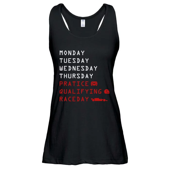 Monday Tuesday Thursday Practice Qualifying Race Day Ladies Essential Flowy Tank