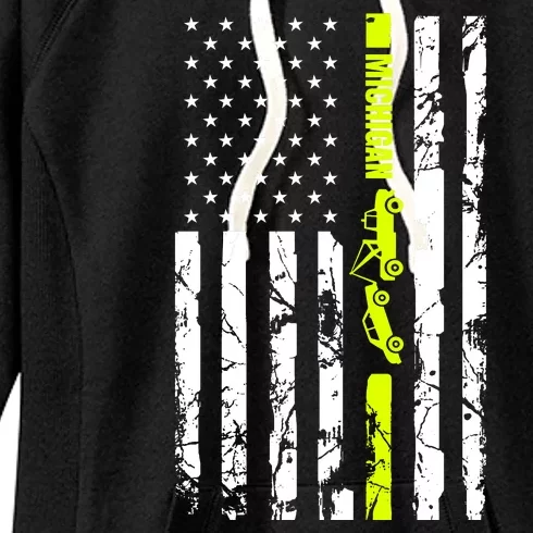 Michigan Tow Truck Driver Flag Women's Fleece Hoodie