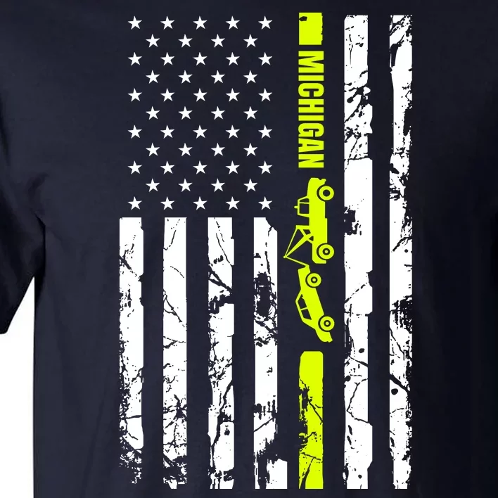 Michigan Tow Truck Driver Flag Tall T-Shirt