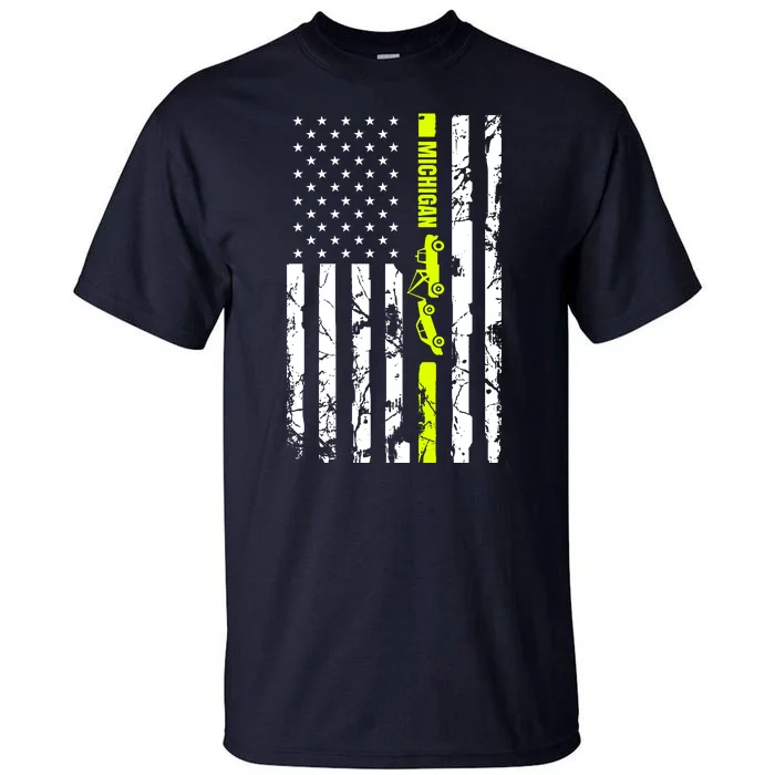 Michigan Tow Truck Driver Flag Tall T-Shirt