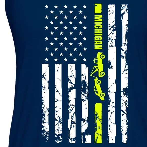 Michigan Tow Truck Driver Flag Ladies Essential Flowy Tank