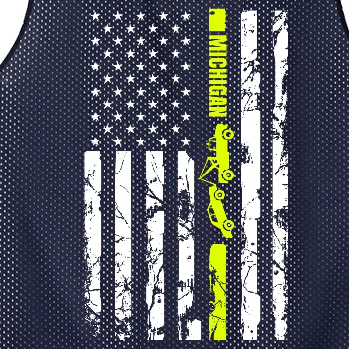 Michigan Tow Truck Driver Flag Mesh Reversible Basketball Jersey Tank