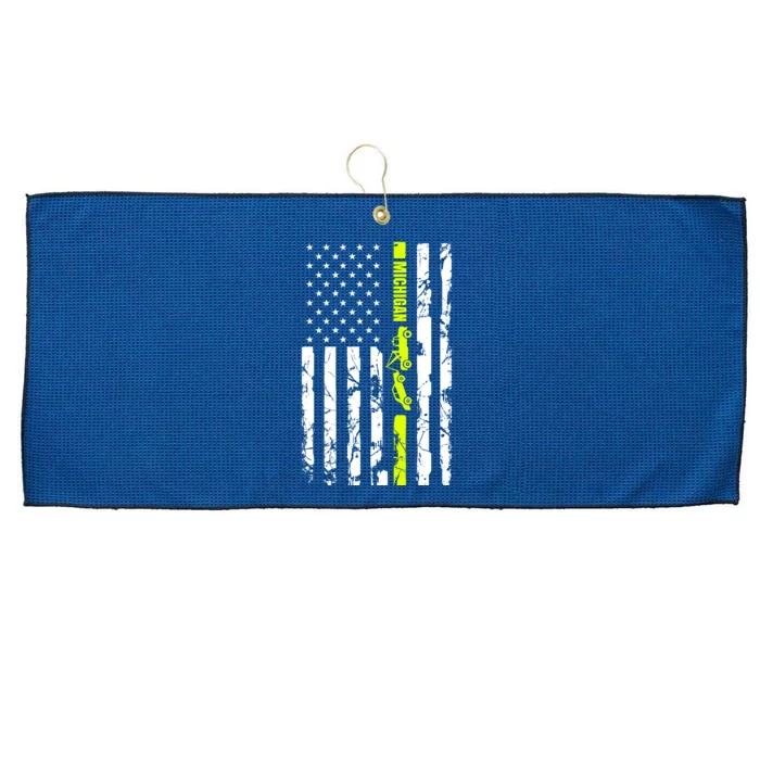 Michigan Tow Truck Driver Flag Large Microfiber Waffle Golf Towel