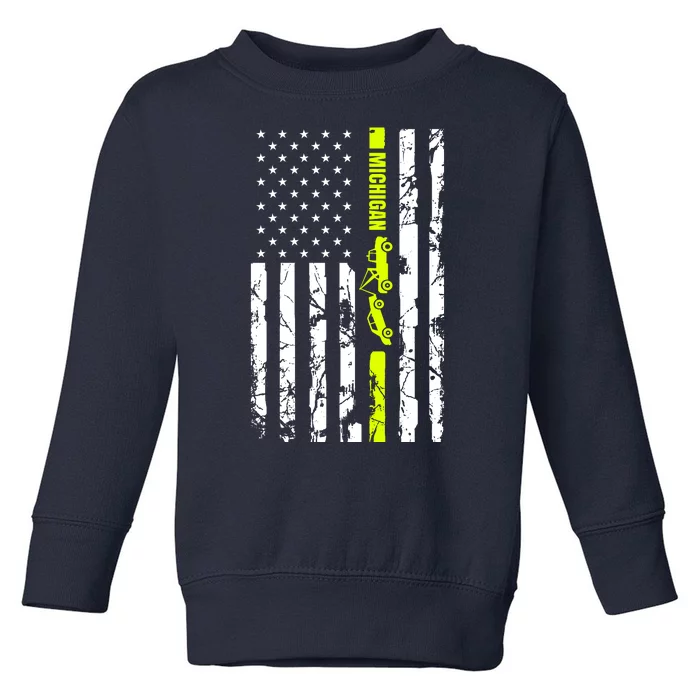 Michigan Tow Truck Driver Flag Toddler Sweatshirt