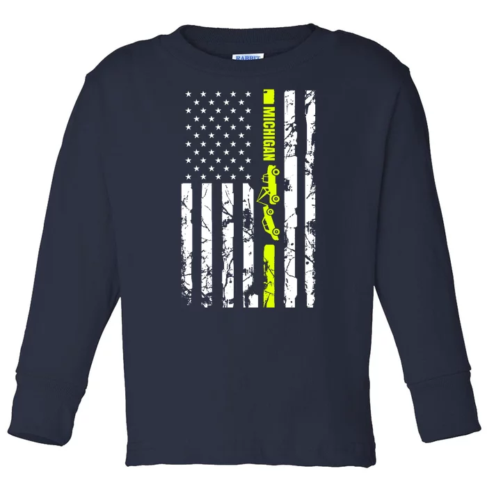 Michigan Tow Truck Driver Flag Toddler Long Sleeve Shirt