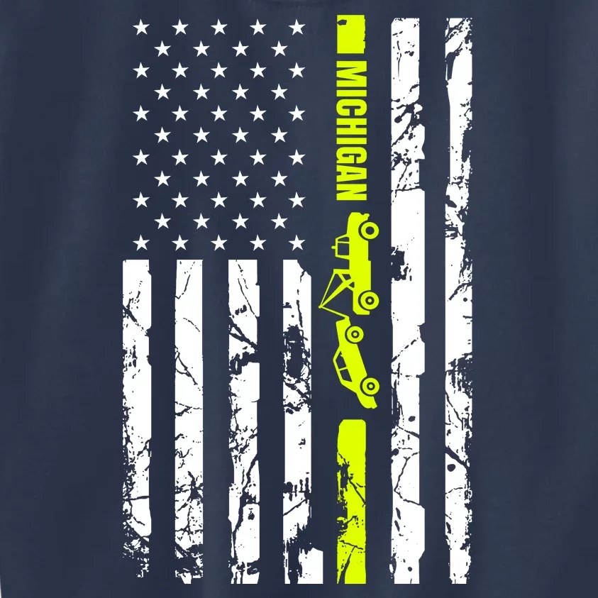 Michigan Tow Truck Driver Flag Kids Sweatshirt