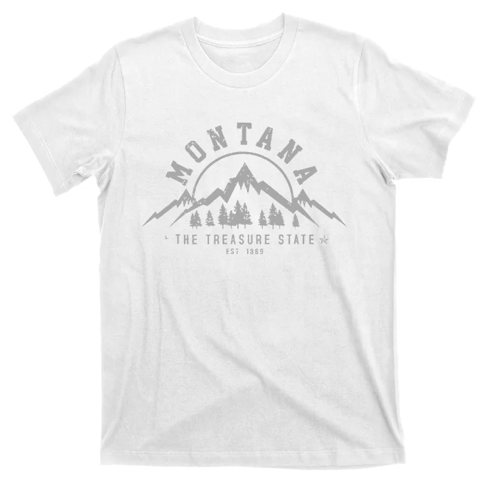 Montana The Treasure State Est 1889 Vintage Mountains Gift T-Shirt