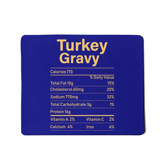 Matching Thanksgiving Turkey Gravy Nutrition Food Facts Gift Mousepad