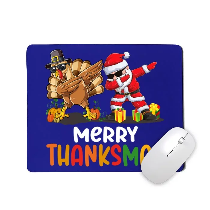 Merry Thanksmas Turkey With Pilgrim Hat And Santa Dabbing Gift Mousepad