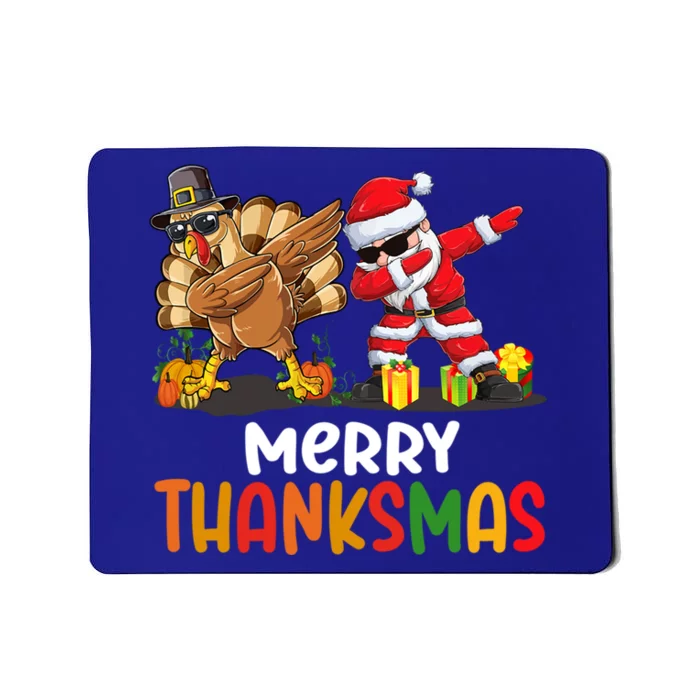 Merry Thanksmas Turkey With Pilgrim Hat And Santa Dabbing Gift Mousepad