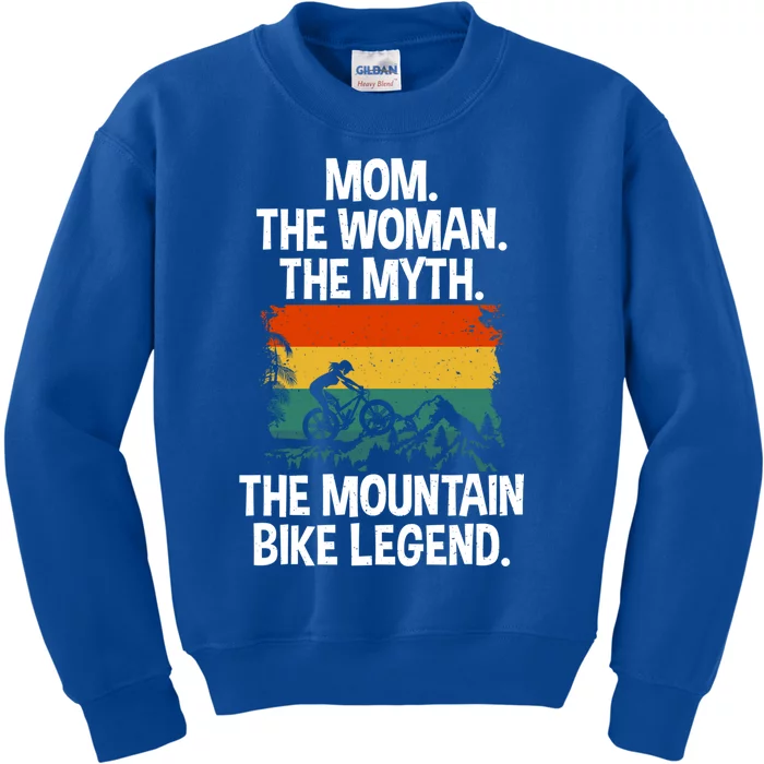 Mom The The Myth The Mountain Bike Legend Biking Mom Cool Gift Kids Sweatshirt