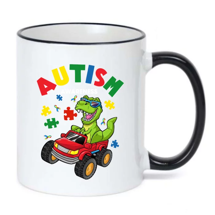 Monster Truck Trex Dinosaur Autism Awareness Gift Black Color Changing Mug