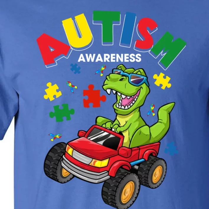 Monster Truck Trex Dinosaur Autism Awareness Gift Tall T-Shirt