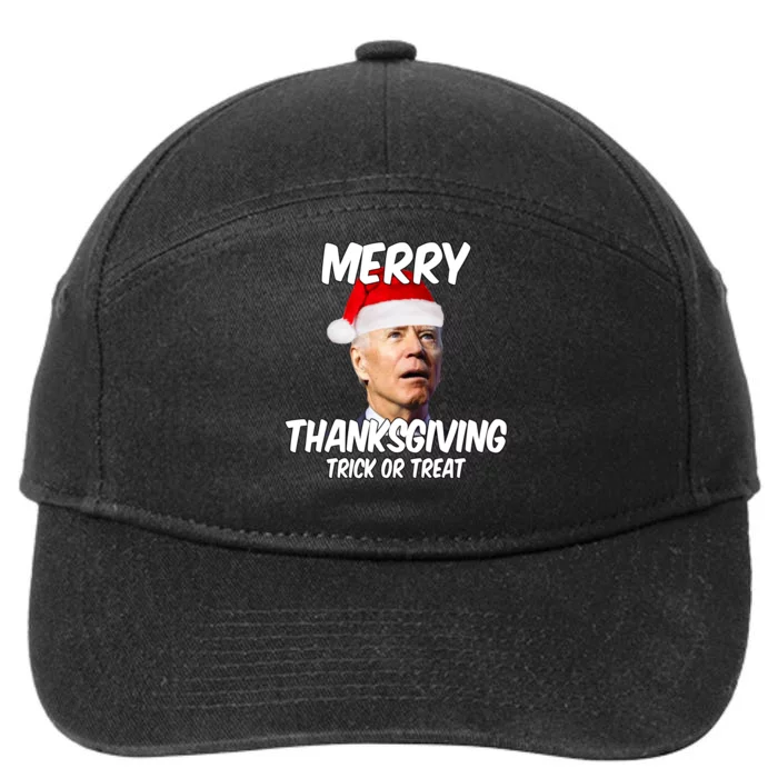 Merry Thanksgiving Trick Or Treat Funny Christmas Joe Biden 7-Panel Snapback Hat