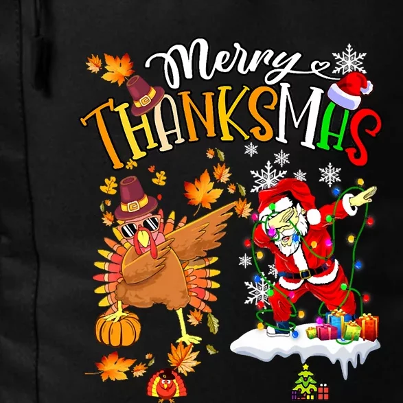 Merry Thanksmas Thanksgiving Christmas Turkey Santa Dabbing Daily Commute Backpack