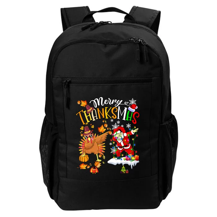 Merry Thanksmas Thanksgiving Christmas Turkey Santa Dabbing Daily Commute Backpack