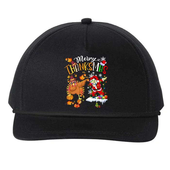 Merry Thanksmas Thanksgiving Christmas Turkey Santa Dabbing Snapback Five-Panel Rope Hat