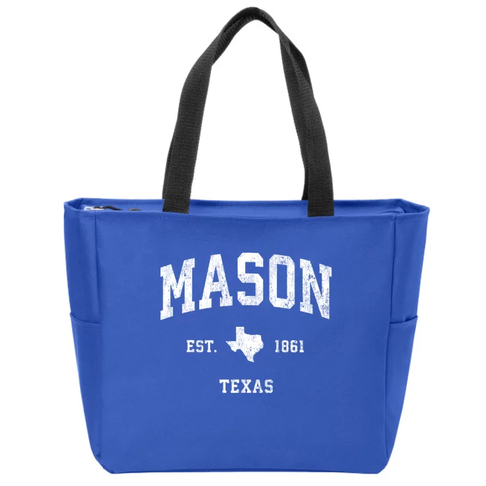 Mason Texas Tx Vintage Athletic Sports Zip Tote Bag