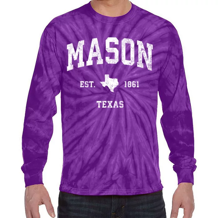 Mason Texas Tx Vintage Athletic Sports Tie-Dye Long Sleeve Shirt