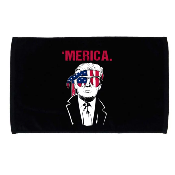 Merica Trump USA American Flag Vintage Funny 4th Of July Microfiber Hand Towel