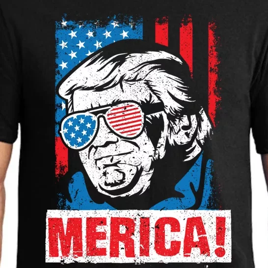 Merica Trump Usa Flag Reelect Donald Trump 2020 45 Gift Pajama Set