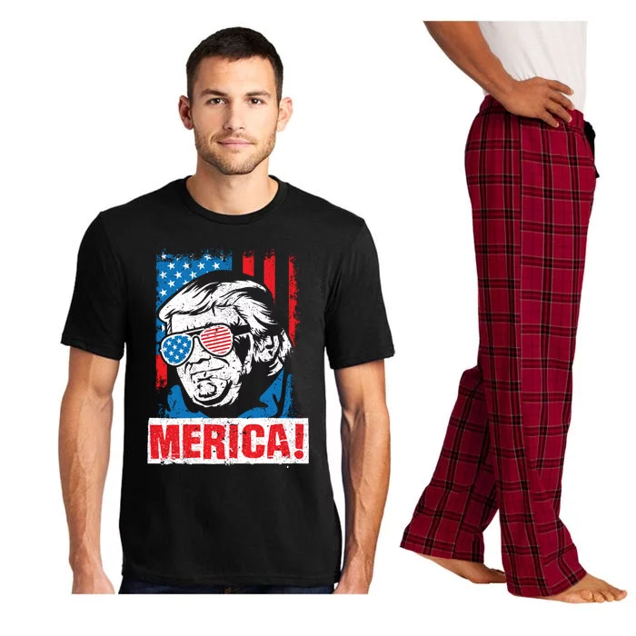 Merica Trump Usa Flag Reelect Donald Trump 2020 45 Gift Pajama Set