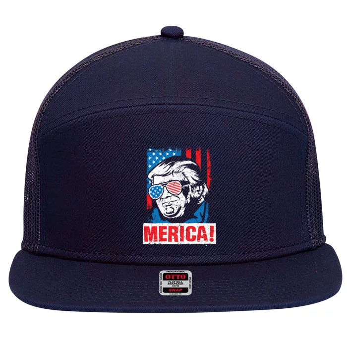 Merica Trump Usa Flag Reelect Donald Trump 2020 45 Gift 7 Panel Mesh Trucker Snapback Hat