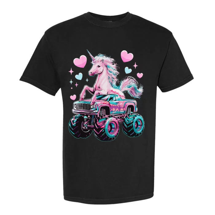 Monster Truck Unicorn Girl Birthday Party Monster Truck Garment-Dyed Heavyweight T-Shirt