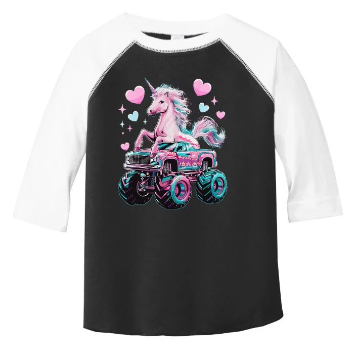 Monster Truck Unicorn Girl Birthday Party Monster Truck Toddler Fine Jersey T-Shirt