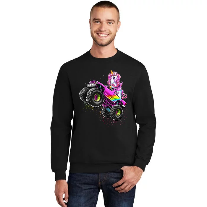 Monster Truck Unicorn Birthday Party Monster Truck Girl Gift Tall Sweatshirt