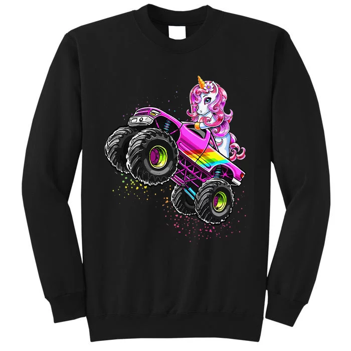 Monster Truck Unicorn Birthday Party Monster Truck Girl Gift Tall Sweatshirt