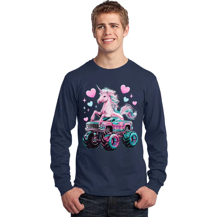 Monster Truck Unicorn Girl Birthday Party Monster Truck Tall Long Sleeve T-Shirt