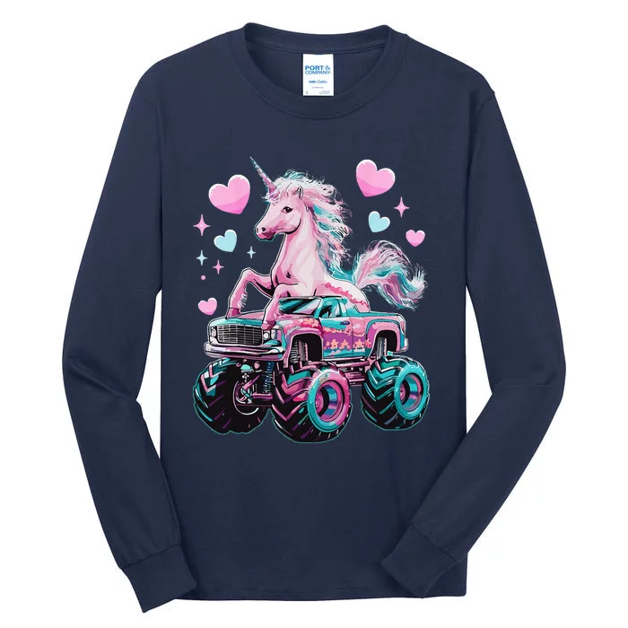 Monster Truck Unicorn Girl Birthday Party Monster Truck Tall Long Sleeve T-Shirt