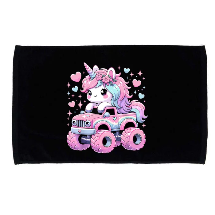 Monster Truck Unicorn Birthday Party Monster Truck Girl Microfiber Hand Towel