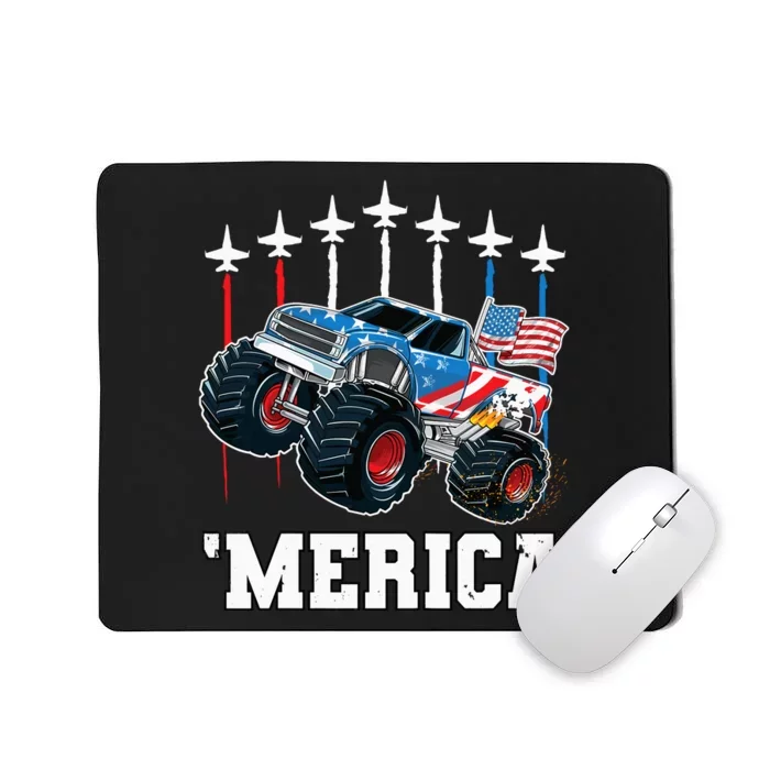 Monster Truck Usa Flag Patriotics Boy 4th Of July Mousepad