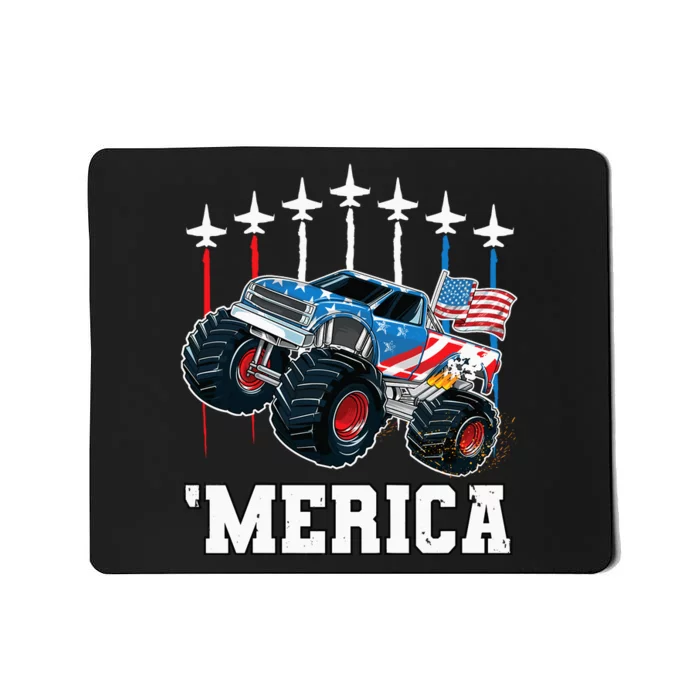 Monster Truck Usa Flag Patriotics Boy 4th Of July Mousepad