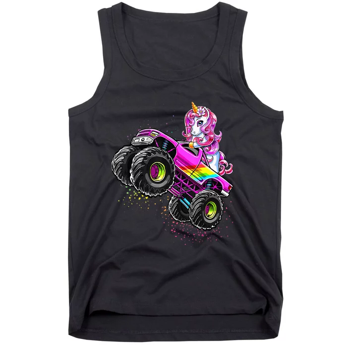 Monster Truck Unicorn Birthday Party Monster Truck Girl Tank Top