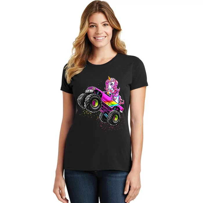 Monster Truck Unicorn Birthday Party Monster Truck Girl Women's T-Shirt