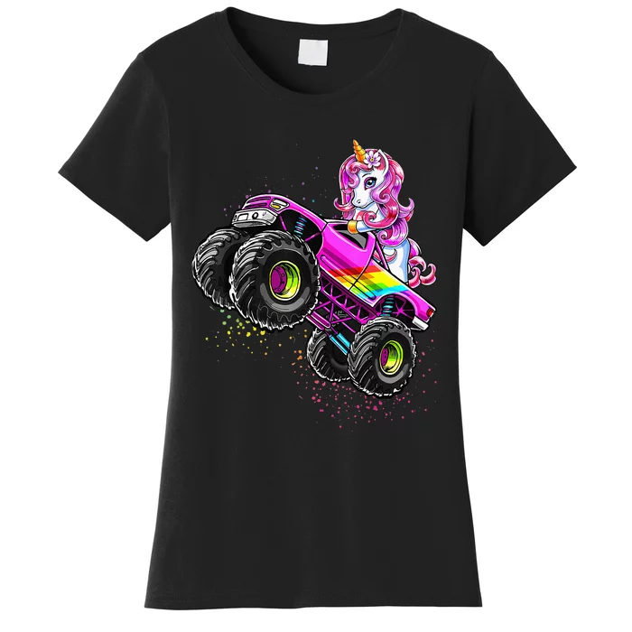 Monster Truck Unicorn Birthday Party Monster Truck Girl Women's T-Shirt