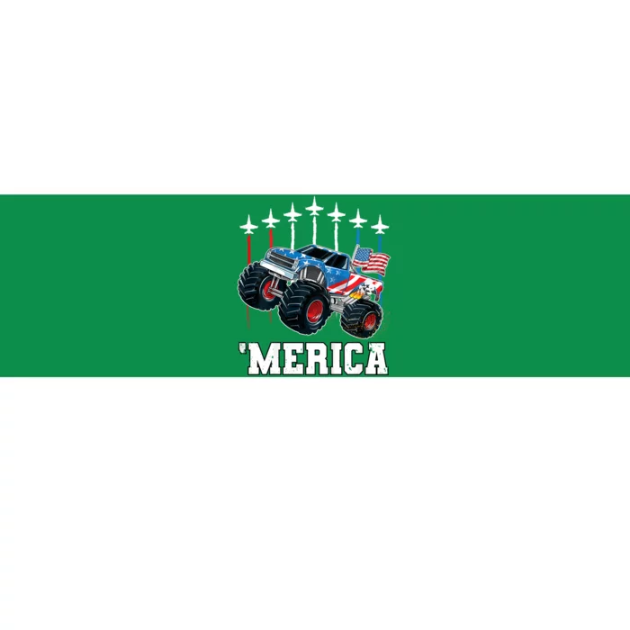 Monster Truck Usa Flag Patriotic Boy 4th Of July Bumper Sticker