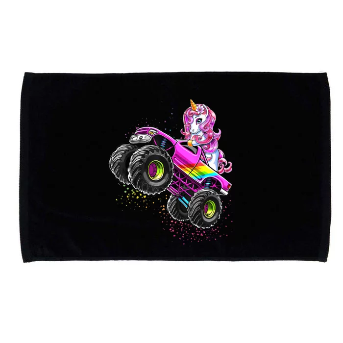 Monster Truck Unicorn Birthday Party Monster Truck Girl Gift Microfiber Hand Towel