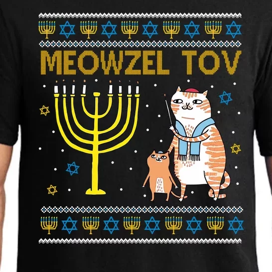 Meowzel Tov Ugly Hanukkah Cat Funny Pajama Set