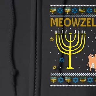 Meowzel Tov Ugly Hanukkah Cat Funny Full Zip Hoodie