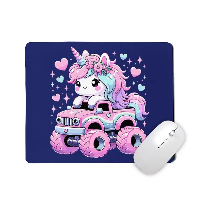 Monster Truck Unicorn Birthday Party Monster Truck Girl Mousepad