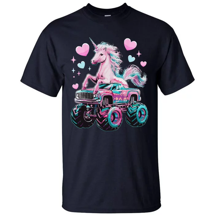 Monster Truck Unicorn Girl Birthday Party Monster Truck Tall T-Shirt