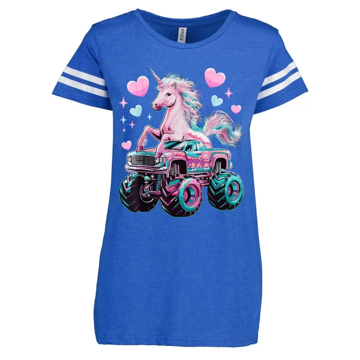 Monster Truck Unicorn Girl Birthday Party Monster Truck Enza Ladies Jersey Football T-Shirt