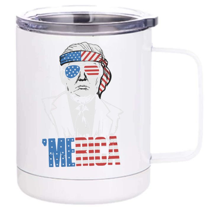 Merica Trump Usa Front & Back 12oz Stainless Steel Tumbler Cup