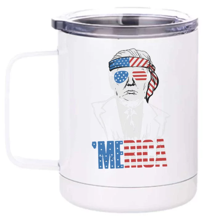 Merica Trump Usa Front & Back 12oz Stainless Steel Tumbler Cup