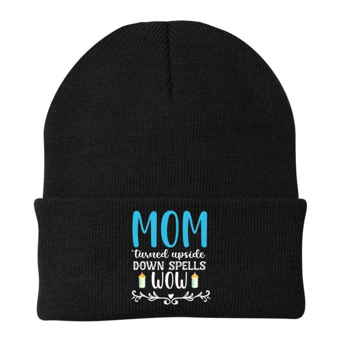 Mom Turned Upside Down Spells Wow Knit Cap Winter Beanie